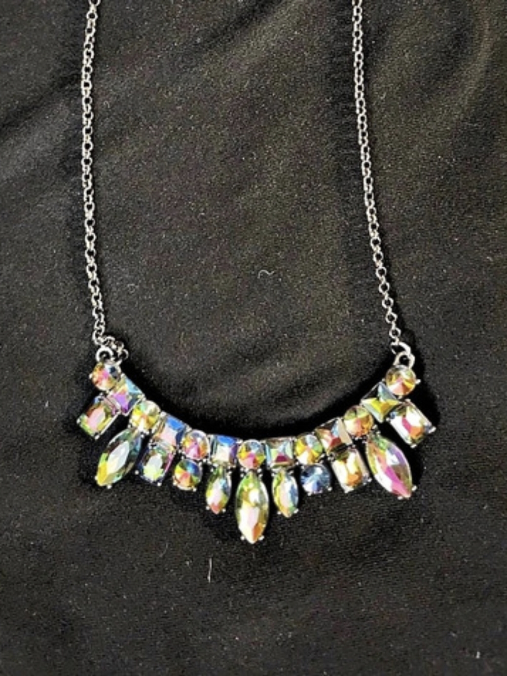 Multicolor Rhinestone Statement Necklace Like New - Picture 2 of 3